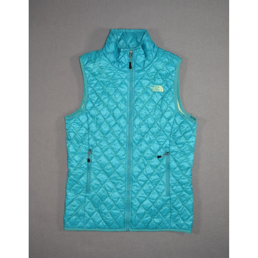 The North Face Thermoball Puffer Vest Womens Small Blue Quilted Lightweight Zip